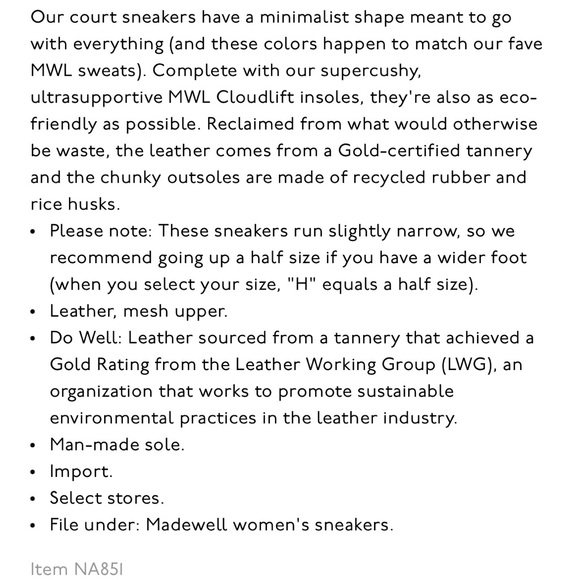 Madewell Court Sneakers - Picture 8 of 8